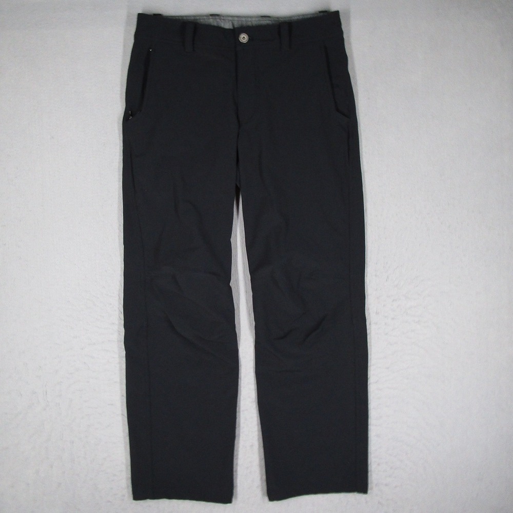 Lululemon ABC Pants Mens 34 Black Straight Leg Technical Trousers Nylon Spandex